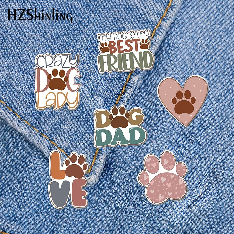 2023 New Dog Lover Acrylic Lapel Pin Heart Paw Epoxy Butterfly Clasp Pin Handmade Butterfly Brooch