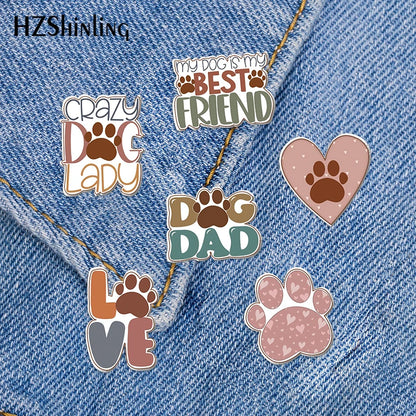 2023 New Dog Lover Acrylic Lapel Pin Heart Paw Epoxy Butterfly Clasp Pin Handmade Butterfly Brooch