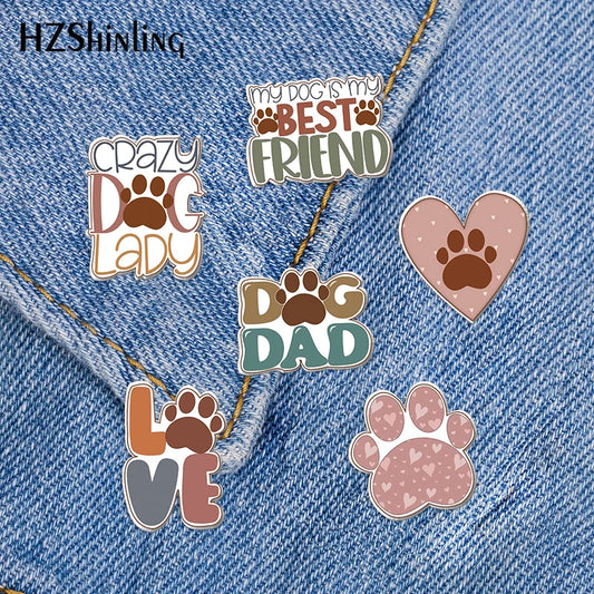 2023 New Dog Lover Acrylic Lapel Pin Heart Paw Epoxy Butterfly Clasp Pin Handmade Butterfly Brooch