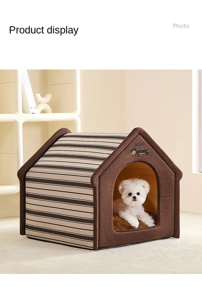 Plush dog bed pet warm house Soft and comfortable cat house foldable detachable washable puppy cave sofa  nest