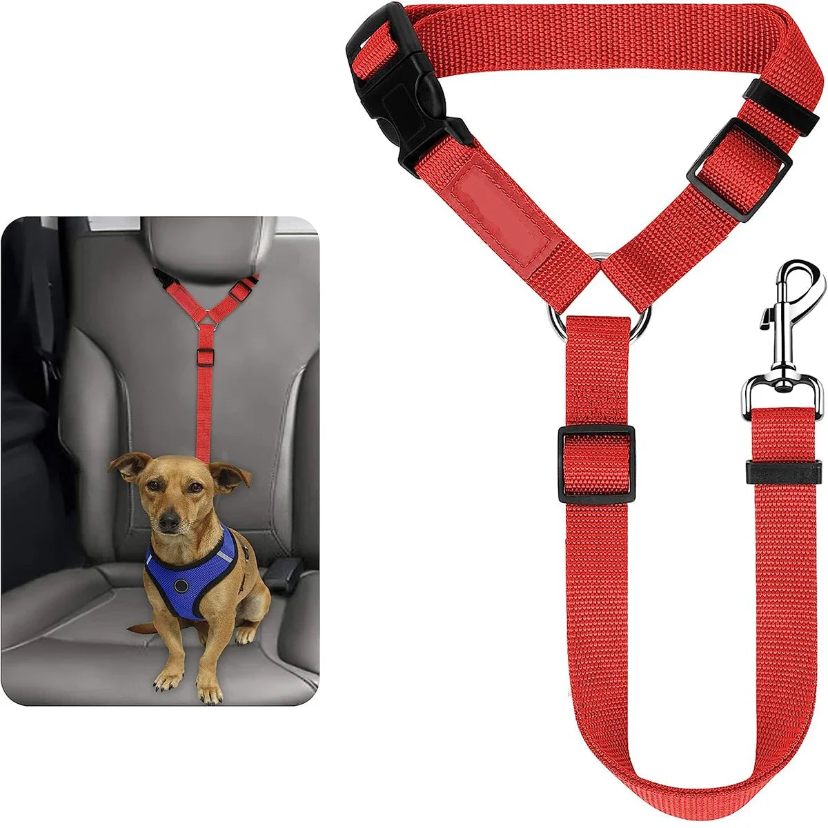 the DOGGY SEAT BELT - 1PC Pet Dog and Cat Seat Belt, Car Headrest Restraint, Adjustable Safety Rope, Car Seat Belt