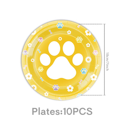 Boys Girls Birthday Disposable Tableware Party Decor Dog Paw Prints Plates Cups Napkin Baby Shower Birthday Party Supplies