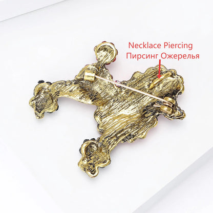 Classic Rhinestone Dog Brooches for Women Enamel Animal Pins Necklace Office Party Friend New Fashion Gifts Jewelry Accessories