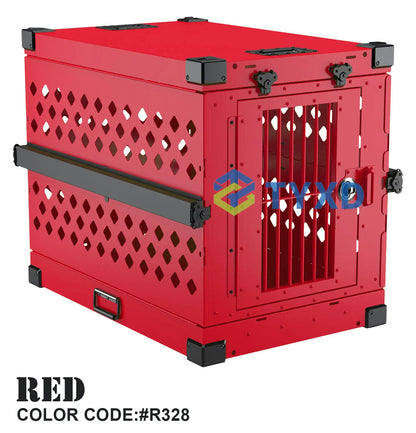 the ALUMINUM DOG CRATE - Impact Strong German Shepherd XL/Large Aluminum Collapsible Dog Travel Crate, Extra Large Folding Animal Cage