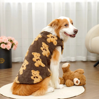 Cute Bear Plush Pajamas for Large Dogs, Soft Fluffy Fleece Warm Sweater, Fuzzy Sleepwear for Large Dogs, Winter, 3XL-9XL