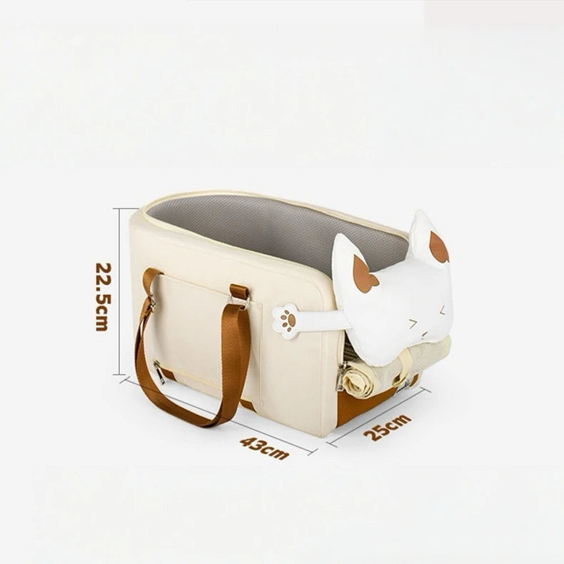 Pet Dog Car Seat Cat Carrier  Booster Seat on  Armrest Travel Bags for Cats Dogs with Easy Carrying Strap Travel Car Carrier