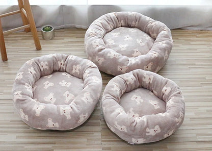 Pet Sofa Bed Dog Cat Nest Donut Washable Round Plush Nest Soft Comfortable Cushion Mat Winter Warm Puppy Kitten Calming Beds