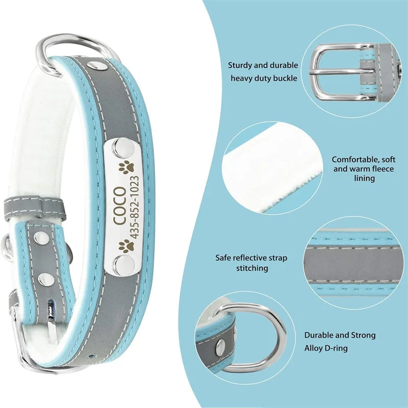 the GLOWGUARD PERSONALIZED COLLAR - Customized Reflective Dog Collar, Name Carved ID Anti-Lost Microfiber Collar for Small/Medium/Large Dogs, Puppy/Cat/Pet Supplies