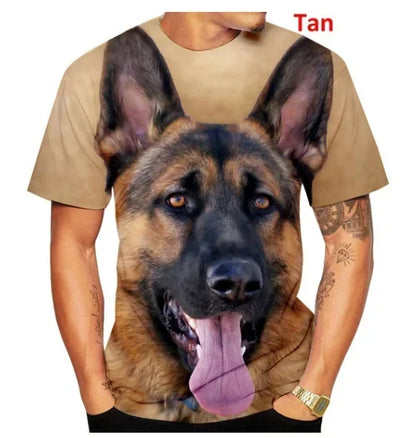 the GERMAN SHEPHERD ALPHA DAD - Men Summer New Fashion, Unisex Funny 3D Printed Dog T-Shirt, Cute German Shepherd 3D Customizable Printed T-Shirts