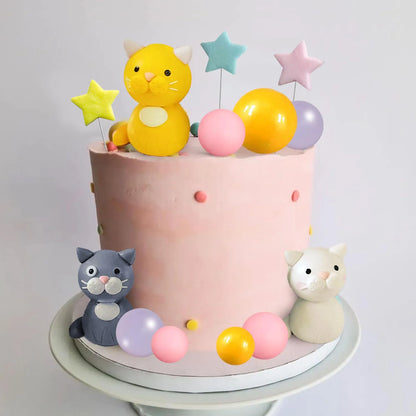 Dog Cake Topper Clay Figurines Puppy Star for Dog Theme Birthday Party Paw Cute Dog Pet Party Baby Shower Supplies