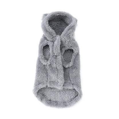 Cozy Pet Clothes Winter Soft Fleece Puppy Sweater For Small Medium Dogs Cats Cute Ear Hooded Jacket Coat Yorkshire Pug Apparel