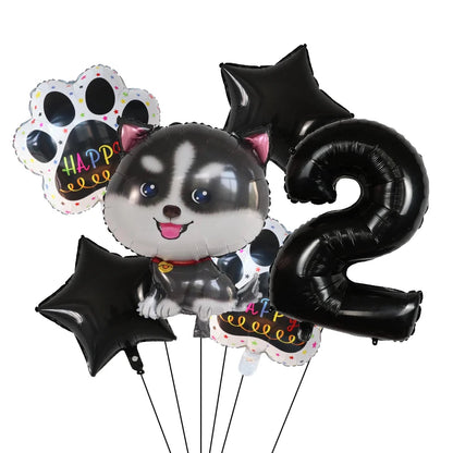 6pcs Corgi Husky Helium Balloons Pet Dog Paw Bone Cartoon Animal Ballon Birthday Party Decoration Baby Shower Globos Kids Toys