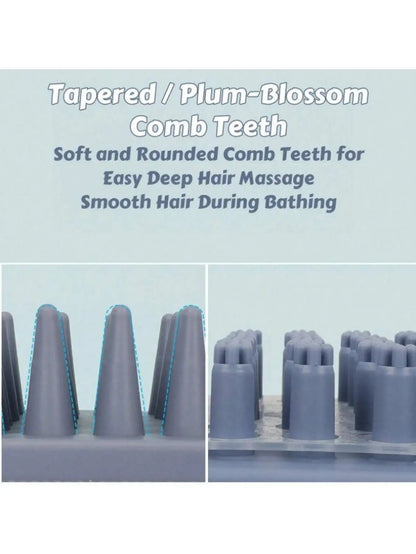 1Pc 3-Head Silicone Bath Massage Brush with Fur Removal for Cats/Dogs - Collects 96% Wet Hair during Washing - Grooming Tool