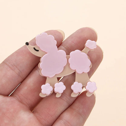 Pets Dog Pin Brooch Vintage Design Acrylic Dog Poodle Brooch for Teens Girls Women Handmade Lovely Animal Dog Brooch Jewelry