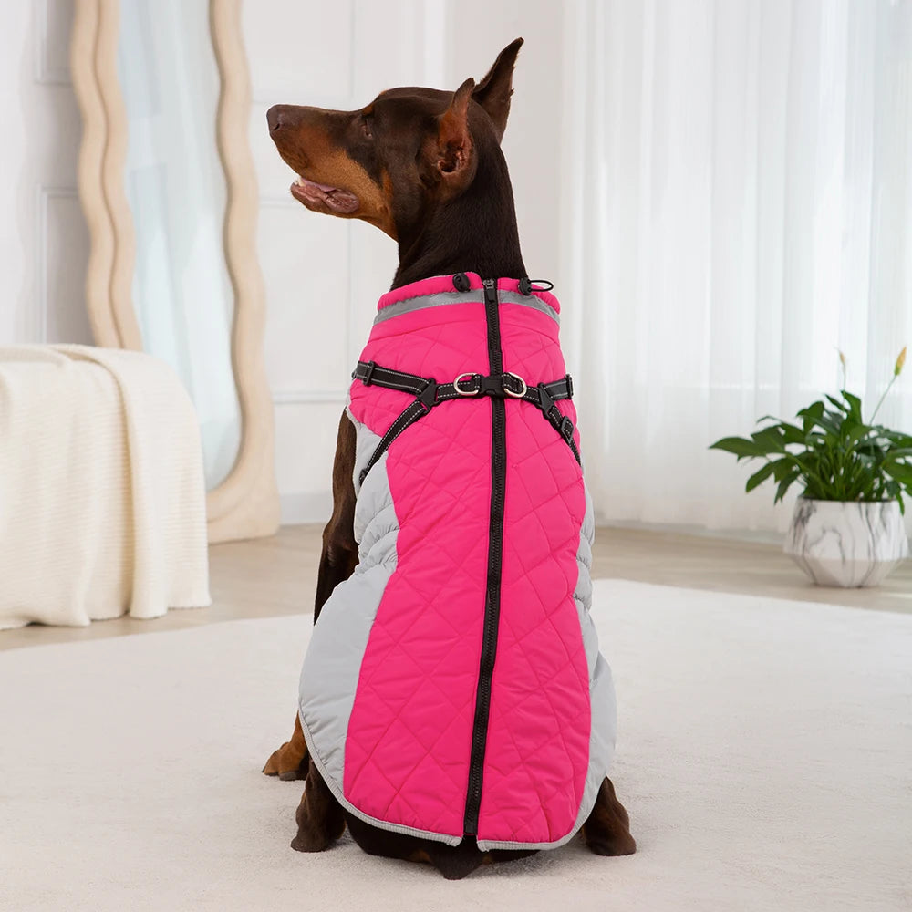 the PAWARMOR HARNESS JACKET - Waterproof Pet Jacket with Harness, Winter Warm Dog Clothes for Small/Large Dogs, Labrador Coat, Chihuahua, French Bulldog Outfits