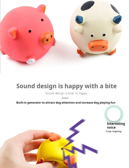 Animals Design Durable Dog Chew Toys Pigs, cows, chickens, Tough Squeaky Dog Grinding Teeth Toys,Pet latex to clean teeth toys