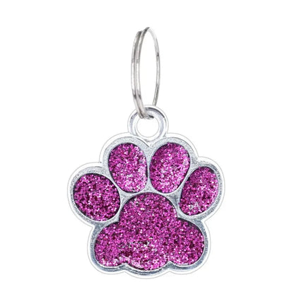 Cat Dog Paw Print Dog Cat Tags Personalized Anti-Lost Pet Glitter Pendant Exquisite with Hook Pet Collar Tag Pendant Kitten