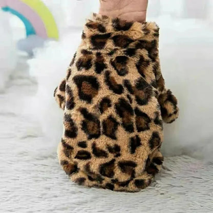 Winter Warm Dogs Coat Leopard Print Small Breed Dogs Clothes Fancy Luxury Coats Puppy Female Schnauzer Pet Clothing Supplies