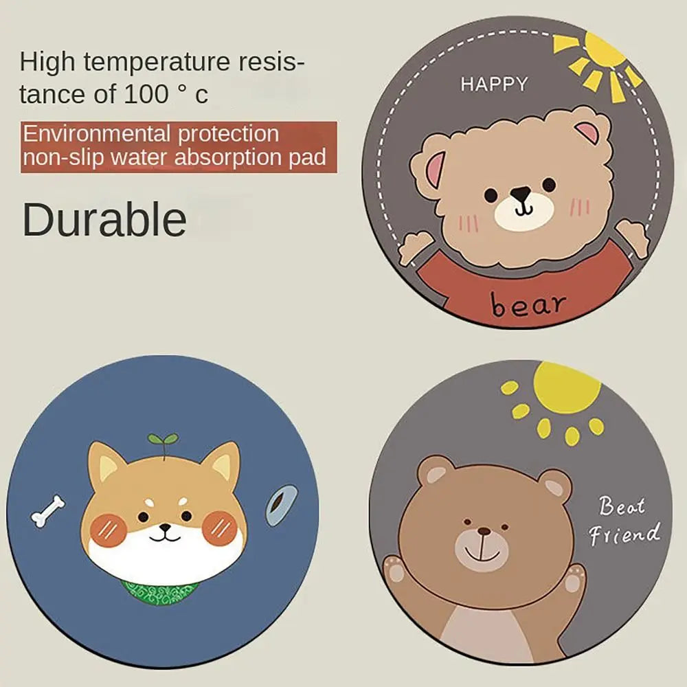 S/L Coasters Cartoon Tableware EVA Bowl Dish Pot Mats Bear Dog Cat Waterproof Heat Insulation Pad for Home Kitchen