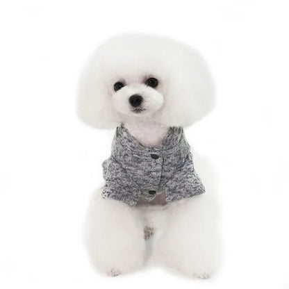 Cute Fleece Pet Clothes Fish Bone Pattern Warm Dog Hoodie Sweater Autumn Winter Dog Vest Button Dogs Short Sleeve Jacket Vest