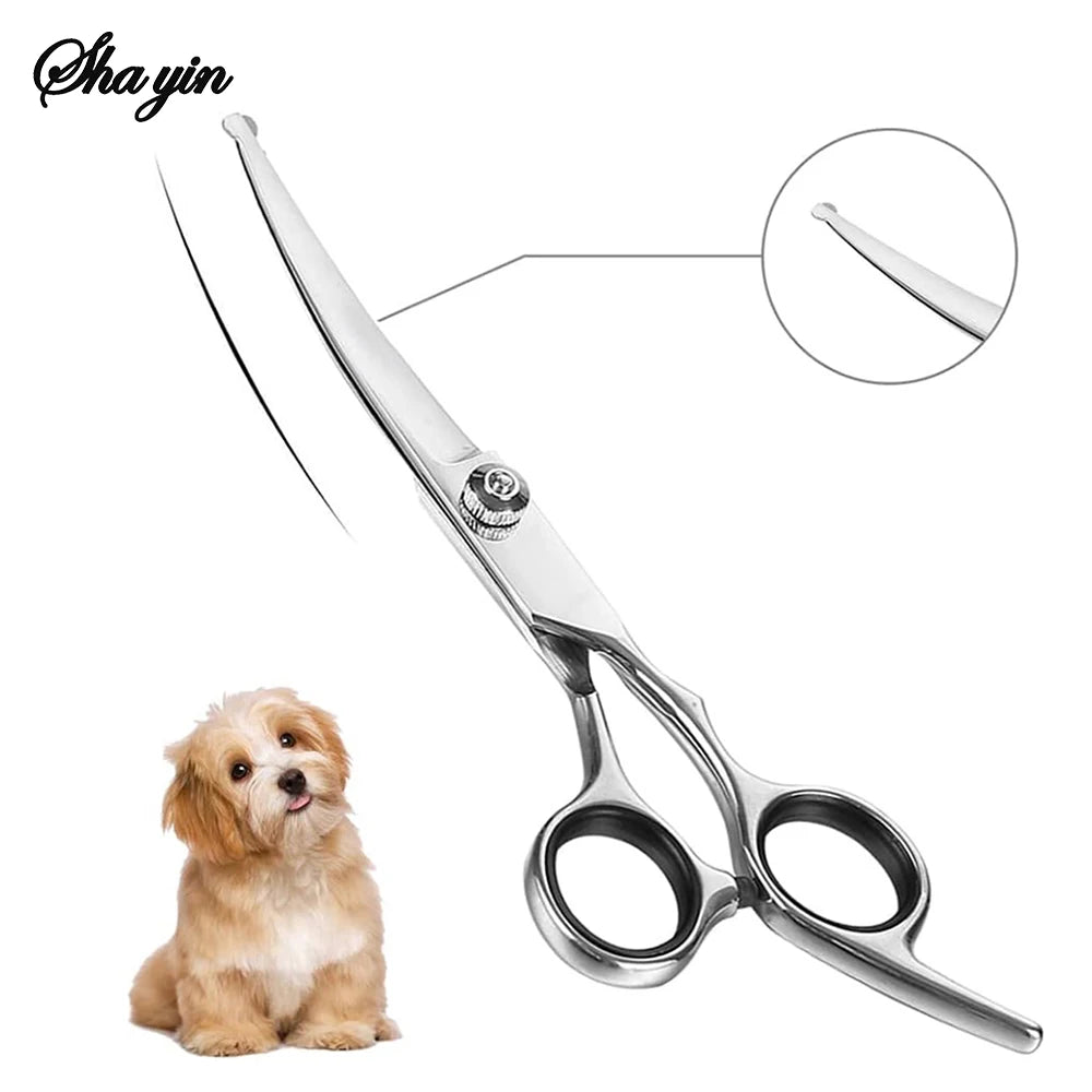 Pet Hair Scissors Grooming Stainless Steel Dog Scissors Pets Shears Animal Cutting Feet Ear Eye Hair Trimming