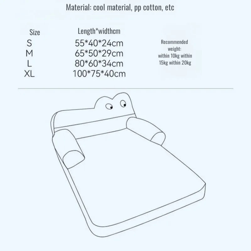 Pet Cooling Pad with L Shaped Pillow and Two Cute Eyes Pattern for Dogs and Cats Washable Ice Cooling Mat Summer Comfort Design
