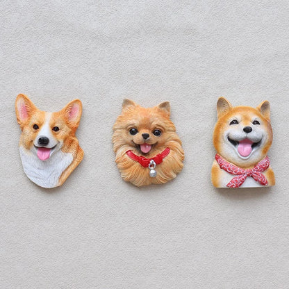 3D pet dog resin magnetic refrigerator sticker simulation corgi,Yorkshire,Golden Retriever,Magnetic sticker home decoration