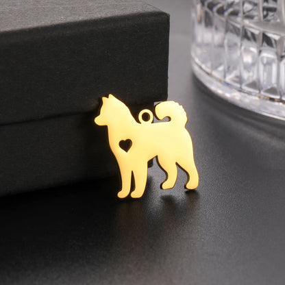 5 pieces/batch Cute Sausage Dog Wolf Pendant Stainless Steel DIY Earrings Bracelet Jewelry Fashion Jewelry Making