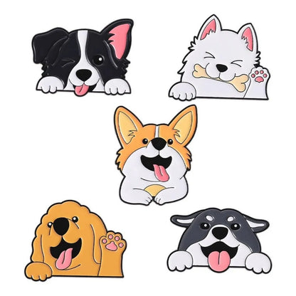Cartoon Puppy Enamel Pin Tongue Spitting Dogs Brooch Clothes Hat Badge Jewelry Decorate Cute Animal Pet Lover Gift Wholesale