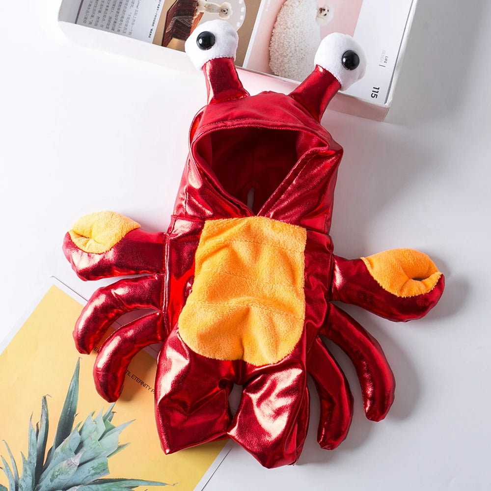 Funny Red Crab Costume Halloween Dog Clothes Cosplay Halloween Durable Unique And Exclusive Two-Legged Costume for Festival Play