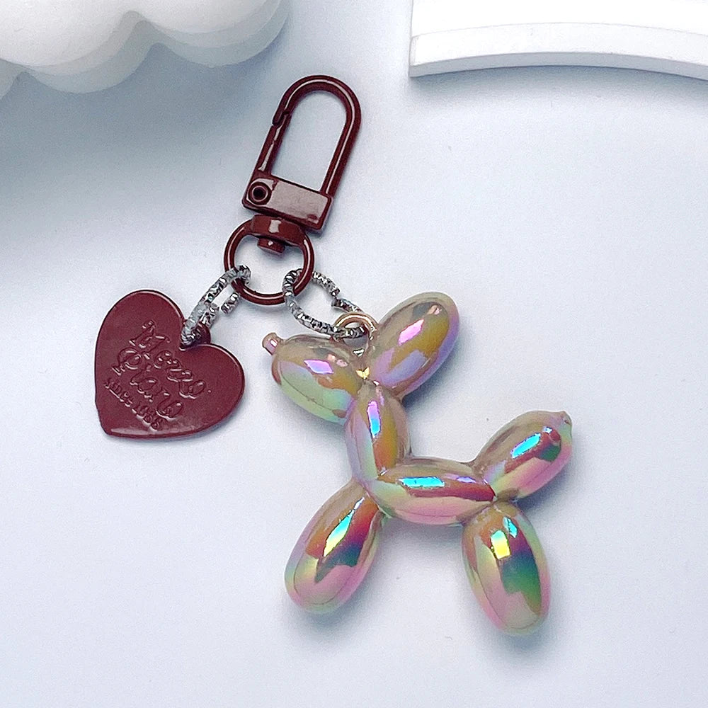 Cute Acrylic Cartoon Balloon Dog Keychains for Women Y2k Bag Pendant Couple Car Key Chains Jewelry Gift Decoration Accessories