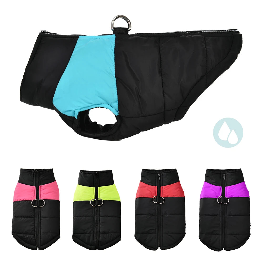 Winter Puppy Costume Warm Hiking Outdoor Pet Clothes For Small Large Dogs Cats Waterproof Zipper Vest Coat With D-Ring