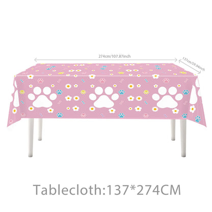 Dog Birthday Party Supplies Pink Blue Paw Paper Plates Napkins Cups Cute Puppy Theme Kids Birthday Baby Shower Party Table Decor