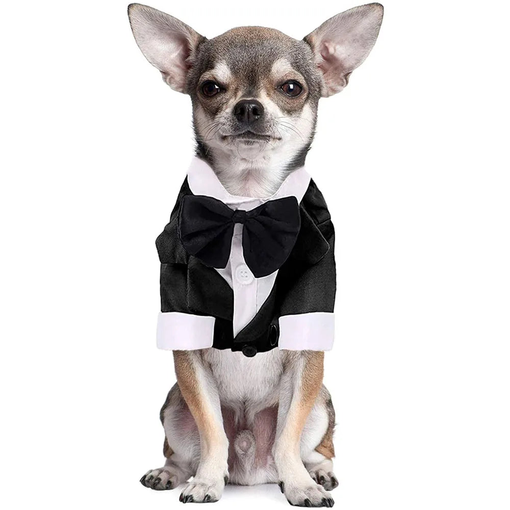Dog Tuxedo Dog Suit Puppy Pet Tuxedo Wedding Party Costume Dog Prince Bow Tie Shirt Formal Dog Weeding Attire Dogs Cats Clothes