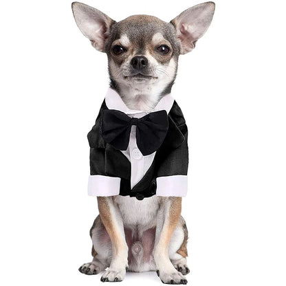 Dog Tuxedo Dog Suit Puppy Pet Tuxedo Wedding Party Costume Dog Prince Bow Tie Shirt Formal Dog Weeding Attire Dogs Cats Clothes