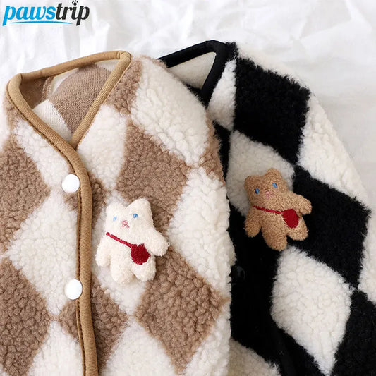 Dog Clothes  Plaid Fleece Pet Jacket for Small Dogs Winter Warm Puppy Coat Chihuahua Yorkshire Bichon Vest Costume Pet Supplies