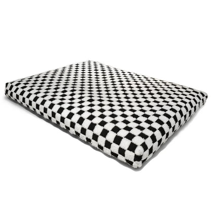 All-Season Checkerboard Dog Bed Mat - Waterproof, Washable Flannel Pet Pad for Crate, Sofa & Car