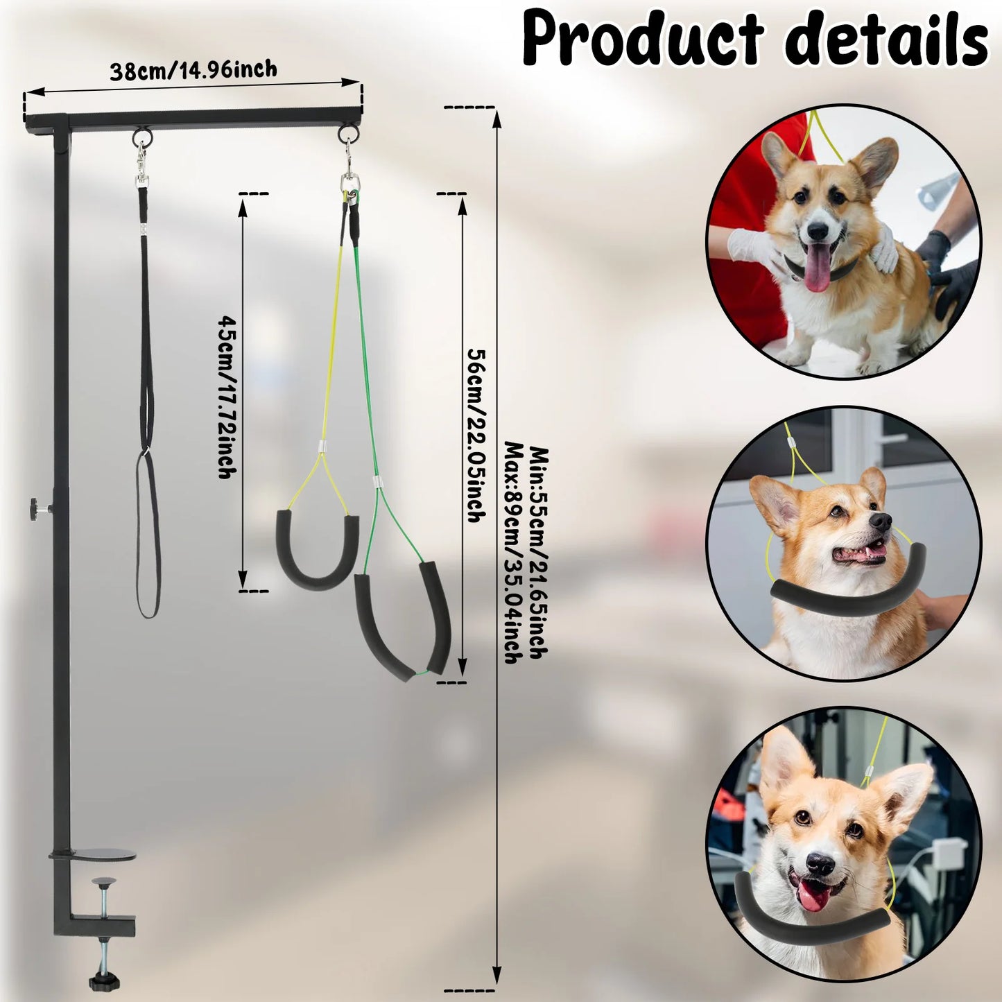 Dog Grooming Table Arm Iron Pet Grooming Stand with Clamp Height Adjustable Fixed Dog Beauty Stand for Pet Nail Clipping Haircut