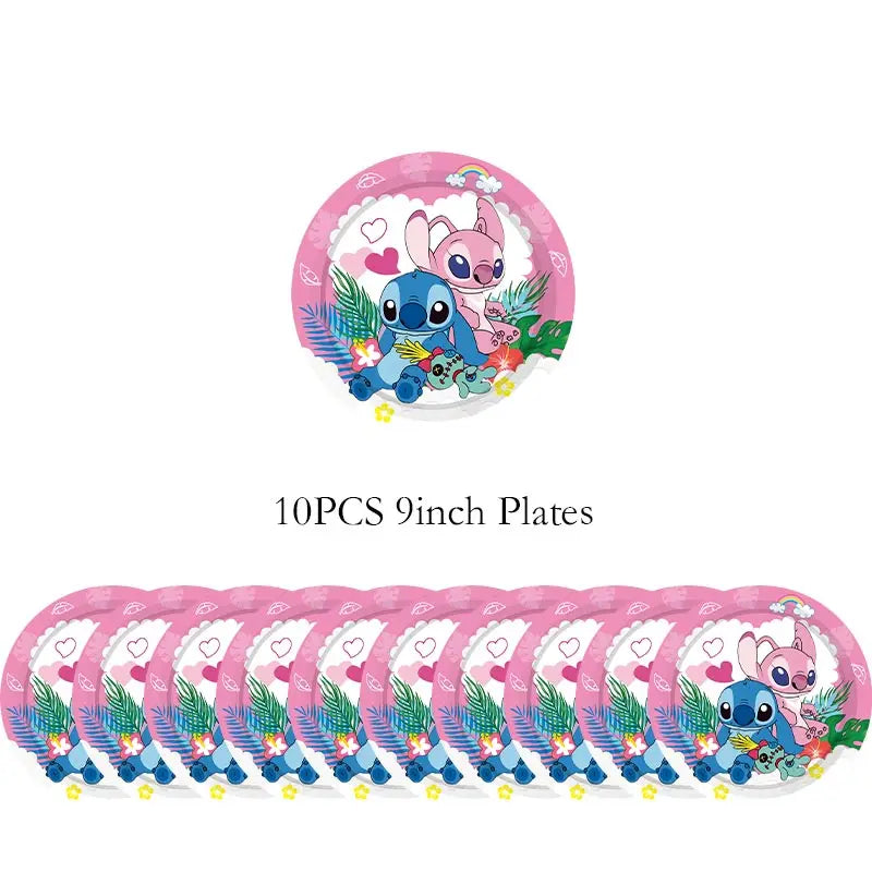 Disney Lilo Stitch Birthday Party Decoration Kids Stitch Theme Tableware Set Angel Balloons Happy Banner Supplies For Girl Favor