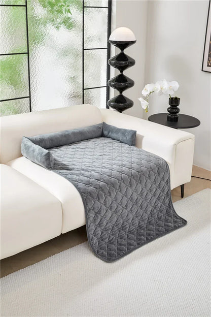 Velvet Pet Sofa Mat Warm Pet Blanket for Medium Large Dog Couch Bed Cushion with Pillow Cats Pad House Pet Supplies Accessories