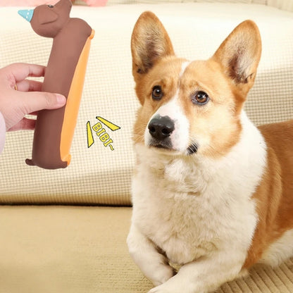Dog Chew Toy Silicone Simulated Dachshund Modeling Squeaky Interactive Puppy Toy Bite Resistant Dog Accessories