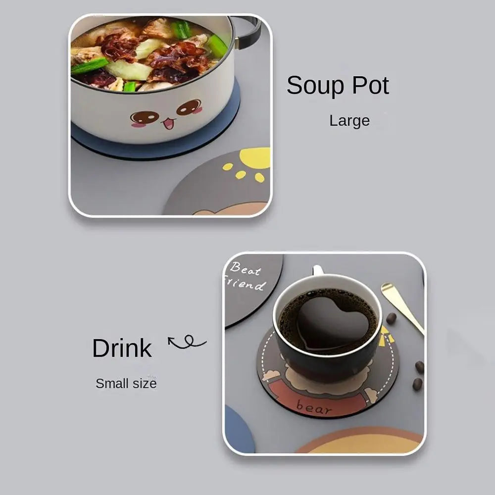S/L Coasters Cartoon Tableware EVA Bowl Dish Pot Mats Bear Dog Cat Waterproof Heat Insulation Pad for Home Kitchen