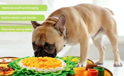 the SNIFFLE MAT - Interactive Dog Snuffle Mat for Small/Medium Dogs, Soft Durable Fleece with Squeaky Toy, Slow Feeding Anti-Anxiety, Machine Wash
