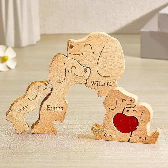 Art Wooden Dog Puzzle Personalized Name Custom Free Laser Engraving Home Gifts Home Decor Thanksgiving Christmas Gifts for Mom