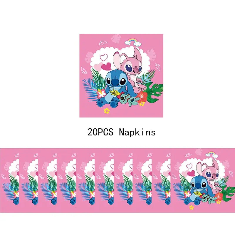 Disney Lilo Stitch Birthday Party Decoration Kids Stitch Theme Tableware Set Angel Balloons Happy Banner Supplies For Girl Favor