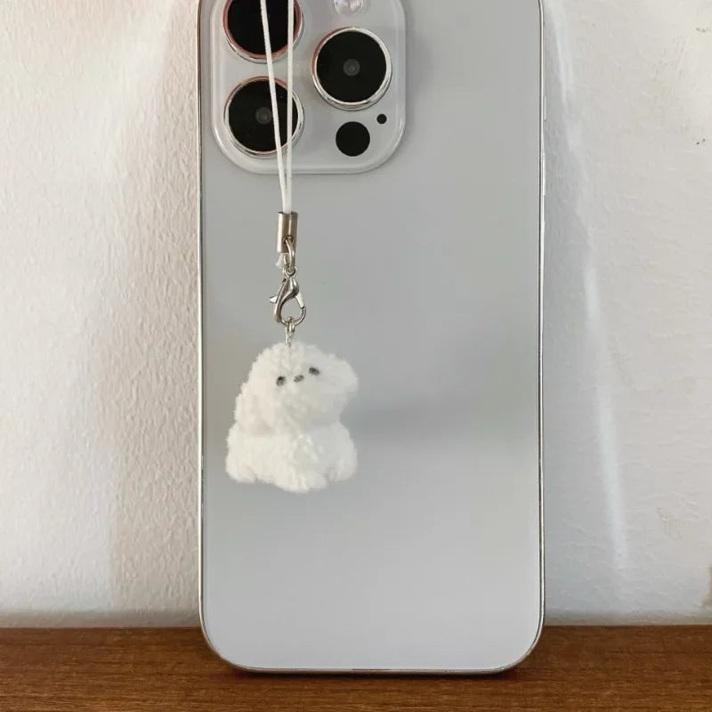 1/2Pcs Kawaii Puppy Keychain 3D Flocked Dog Little Plush Animal Pendant Backpack Car Keyrings Charms Hangs Decor Accessories