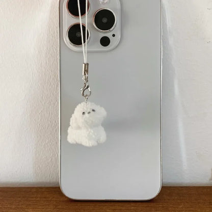 1/2Pcs Kawaii Puppy Keychain 3D Flocked Dog Little Plush Animal Pendant Backpack Car Keyrings Charms Hangs Decor Accessories