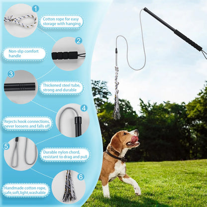 Flirt Pole for Dogs Interactive Dog Toys Durable Heavy Duty Dog Flirt Pole Suitable for Small and Medium Dogs Great Exercise