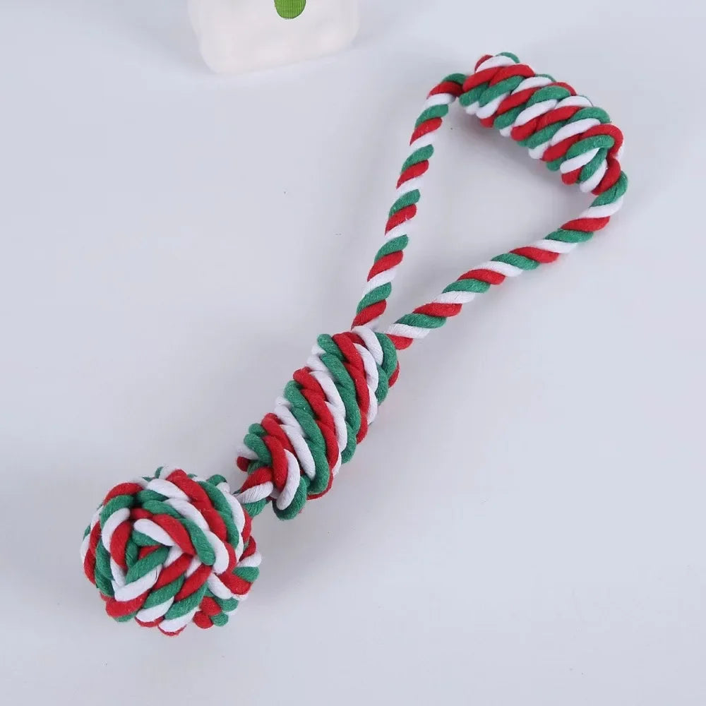 the TINSEL TUG TOY - Christmas Dog Toy, Pet Cotton Rope Knot, Interactive Dog Toys, Ball for Puppy/Chihuahua, Large Dogs Toothbrush Chew, Dog Accessories