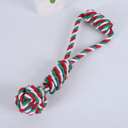 the TINSEL TUG TOY - Christmas Dog Toy, Pet Cotton Rope Knot, Interactive Dog Toys, Ball for Puppy/Chihuahua, Large Dogs Toothbrush Chew, Dog Accessories